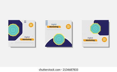 Social Media-Post-Vorlage für eiige Grüße oder Wünsche mit Monddesign, Eid-Feiern Social-Media-Post mit Mandala und Laternen Vektordesign