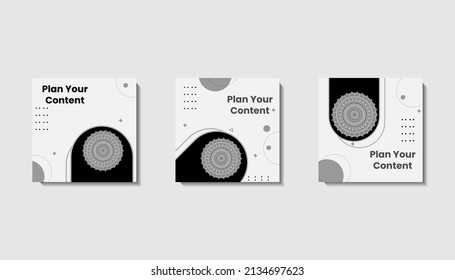 Plantilla de publicación de medios sociales para saludos de eid o deseo con diseño de luna, celebración de Eid publicación de medios sociales con manala y diseño vectorial de linternas