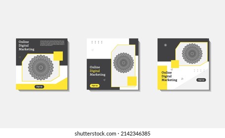 Social media post template for eid greetings or wish with moon design, Eid celebration social media post with mandala and lanterns vector design