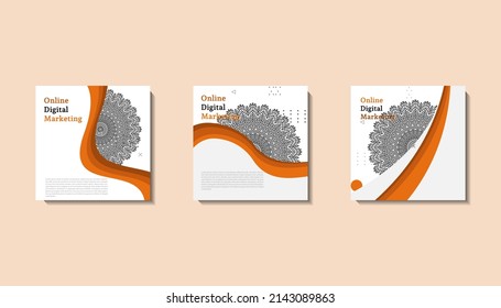 Social media post template for eid greetings or wish with moon design, Eid celebration social media post with mandala and lanterns vector design