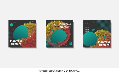 Social media post template for eid greetings or wish with moon design, Eid celebration social media post with mandala and lanterns vector design