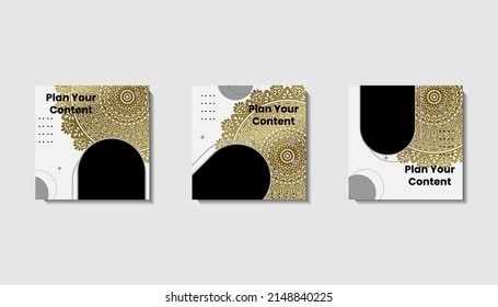 Social media post template for eid greetings or wish with moon design, Eid celebration social media post with mandala and lanterns vector design