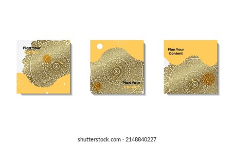 Social media post template for eid greetings or wish with moon design, Eid celebration social media post with mandala and lanterns vector design