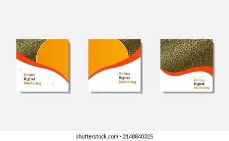 Plantilla de publicación de medios sociales para saludos de eid o deseo con diseño de luna, celebración de Eid publicación de medios sociales con manala y diseño vectorial de linternas