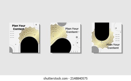 Social media post template for eid greetings or wish with moon design, Eid celebration social media post with mandala and lanterns vector design