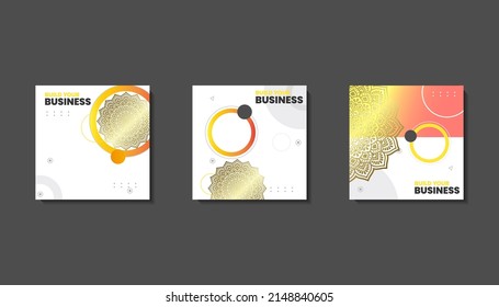 Social media post template for eid greetings or wish with moon design, Eid celebration social media post with mandala and lanterns vector design