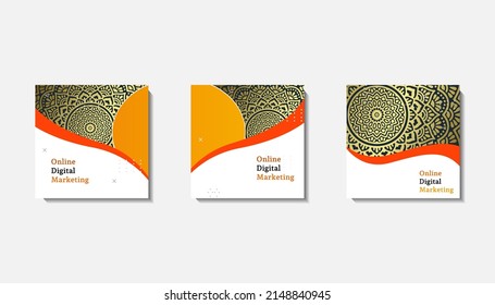 Social Media-Post-Vorlage für eiige Grüße oder Wünsche mit Monddesign, Eid-Feiern Social-Media-Post mit Mandala und Laternen Vektordesign