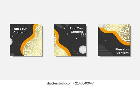 Social media post template for eid greetings or wish with moon design, Eid celebration social media post with mandala and lanterns vector design