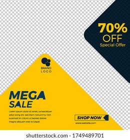 Social media post template elegant design pefect for business post promotion social media. Vector editable with picture replacement. Sale season mega sale discount offer spesial price