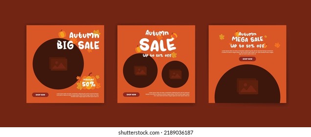 Social Media-Post-Vorlage für Herbstverkauf. Banner für Herbstrabatt-Promotion. Werbebanner vom Herbst.