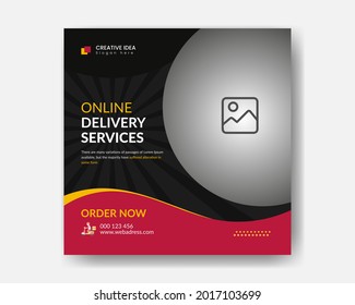 social media post template, Fast food social media template for restaurant, burger banner or poster, junk food. Super Delicious Burger Flyer Design, Free Delivery