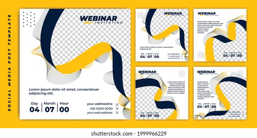 Social Media Post Template With Flying Ribbon Design. Good Template For Online Advertising Design.