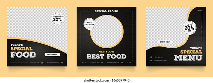 social media post template for food promotion simple banner frame