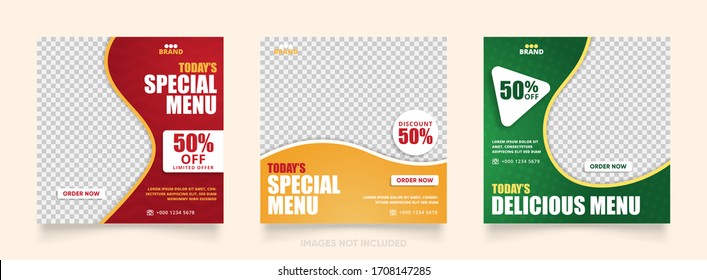 Social Media Post Template For Food Promotion Simple Banner Frame. Sale Ads Promo 
