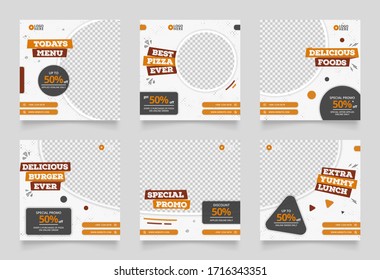 Social Media Post Template For Food Promotion Simple Banner Frame. Flyer Ads Template