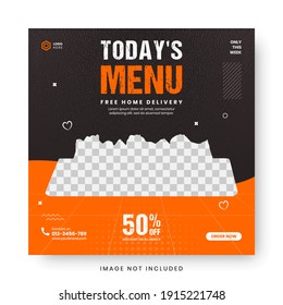 social media post template for food menu promotion banner frame