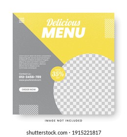 social media post template for food menu promotion banner frame