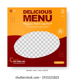 Social Media Post Template For Food Menu Promotion Banner Frame