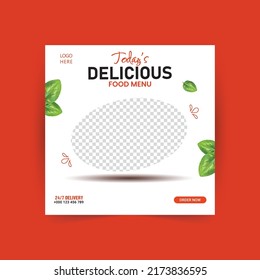 Social Media Post Template, Food Menu Banner Template. Vector illustration