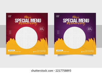 social media post template for food promotion simple banner frame