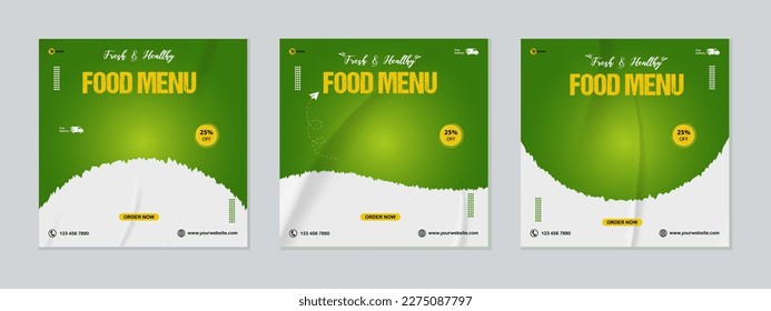 social media post template for food menu promotion banner frame
