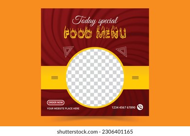 social media post template for food menu promotion banner frame. high resolution.