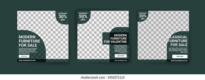 Social media post template for furniture sale. Advertising furniture sales. Offer social media banners for furniture ads. Social media post design template for promotion.