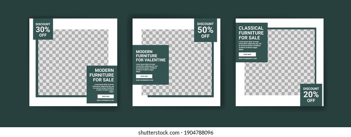 Social media post template for furniture sale. Advertising furniture sales. Offer social media banners for furniture ads. Social media post design template for promotion.