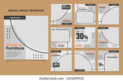 social media post template for furniture household marketing and sale promo. advertising banner offer. promotional mockup photo vector frame illustration	