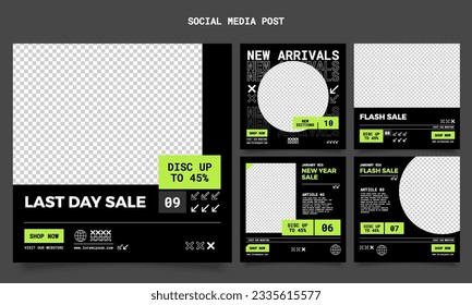 Social Media Post Template, futuristic shape, techwear graphic