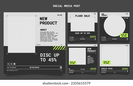 Social Media Post Template, futuristic shape, techwear graphic