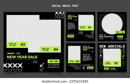 Social Media Post Template, futuristic shape, techwear graphic