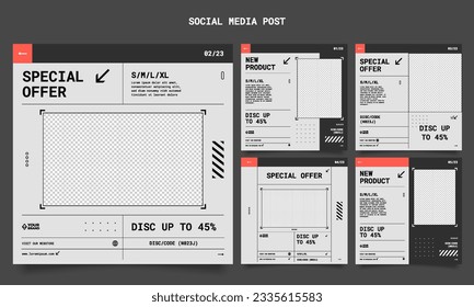 Social Media Post Template, futuristic shape, techwear graphic