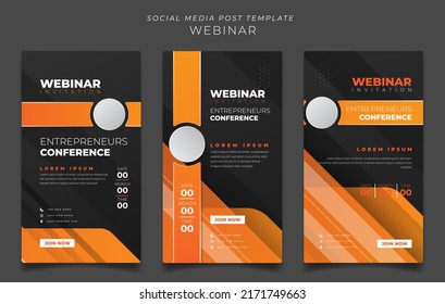 Social Media Post Template In Geometric Orange Black For Webinar Invitation Or Advertising Design