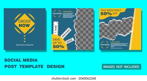 Social Media Post Template. Good for Advertisement, E-Course, Online Shop, web banner ads for promote your work on Social Media. Designed with orange and dark blue color to attract your customers.