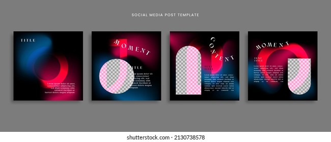 Social media post template with gradient abstract style for content sharing, etc