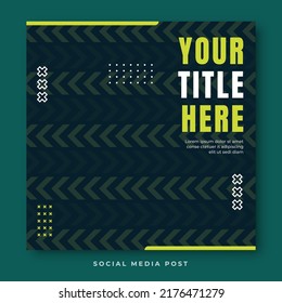 Social media post template with green lines