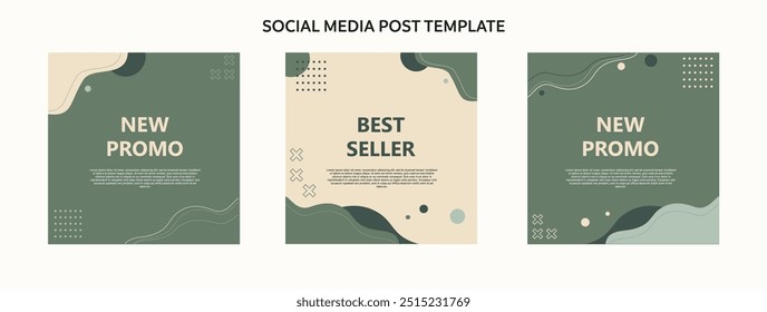 Social Media Post Template Green for Instagram, Facebook