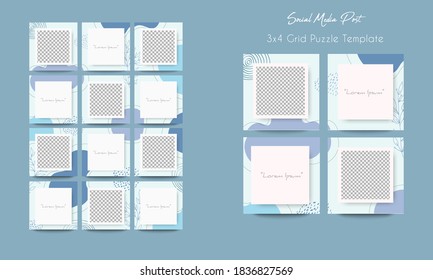 Social Media Post Template In Grid Puzzle Style With Seamless Transition