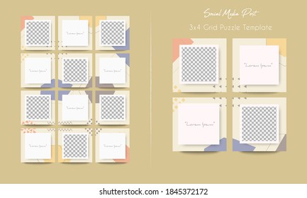 Social Media Post Template In Grid Puzzle Style