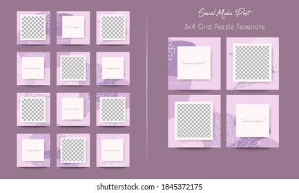 Social media post template in grid puzzle style