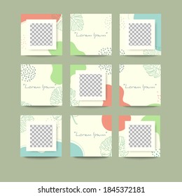 Social media post template in grid puzzle style