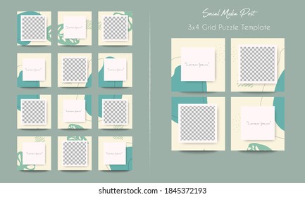 Social media post template in grid puzzle style
