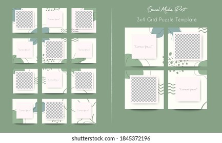 Social Media Post Template In Grid Puzzle Style