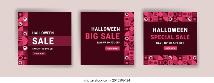 Social media post template for halloween sale. Sales banner for halloween celebration.