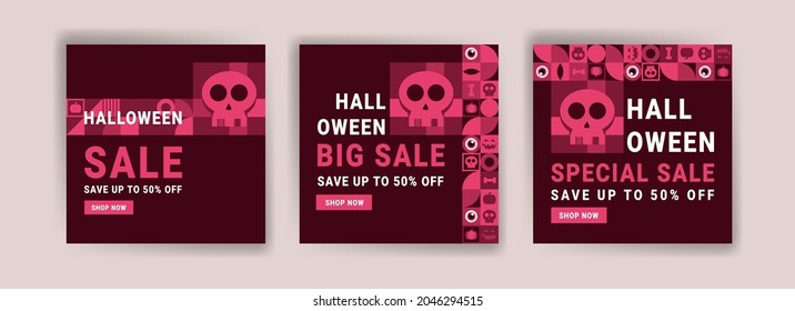 Social media post template for halloween sale. Sales banner for halloween celebration.