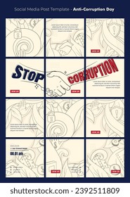 Social media post template with hand shake design for world anti-corruption day campaign design