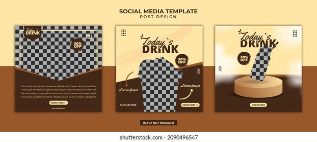 Social Media Post Template, Ice Chocolate Drink, Social Media Post Template