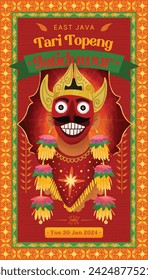 Social Media post template idea with Indonesia dancer illustration cell shaded style