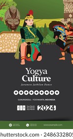 Social Media post template idea with Indonesia dancer flat design illustration
